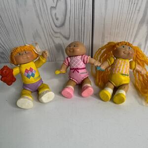 Vintage Cabage Patch Kids Vinyl Mini Figure Lot Of 3 Posable Figurines Toys 1984